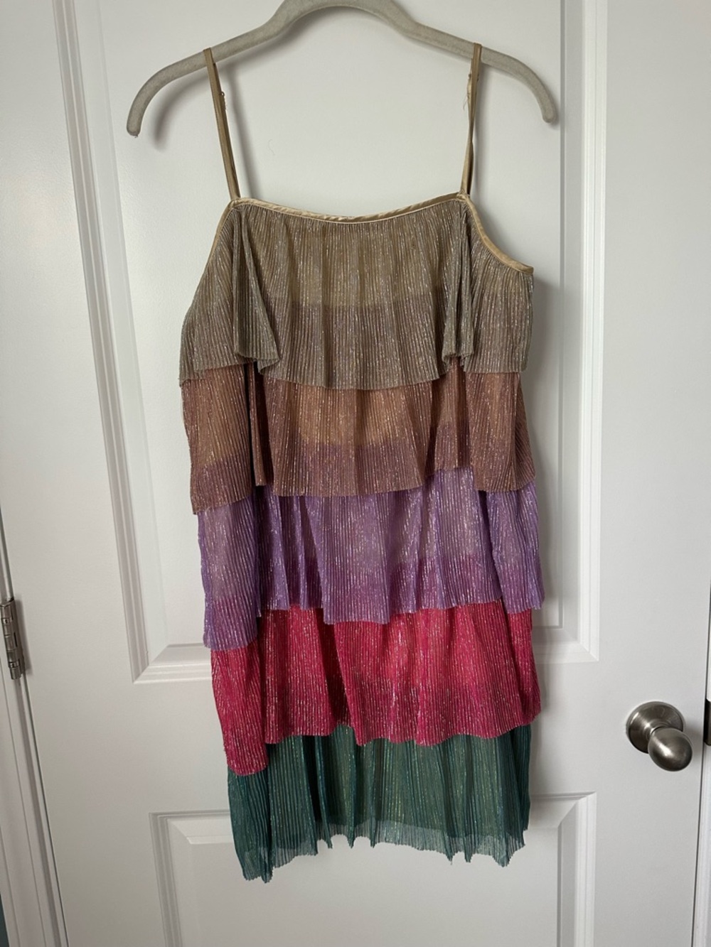 Tiered Metallic Rainbow mini Dress - Picture 1 of 6